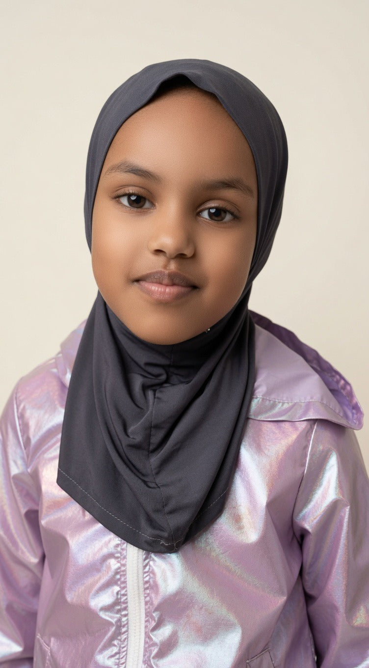 Fatma Veil Collection – Charcoal Gray Kids Hijab