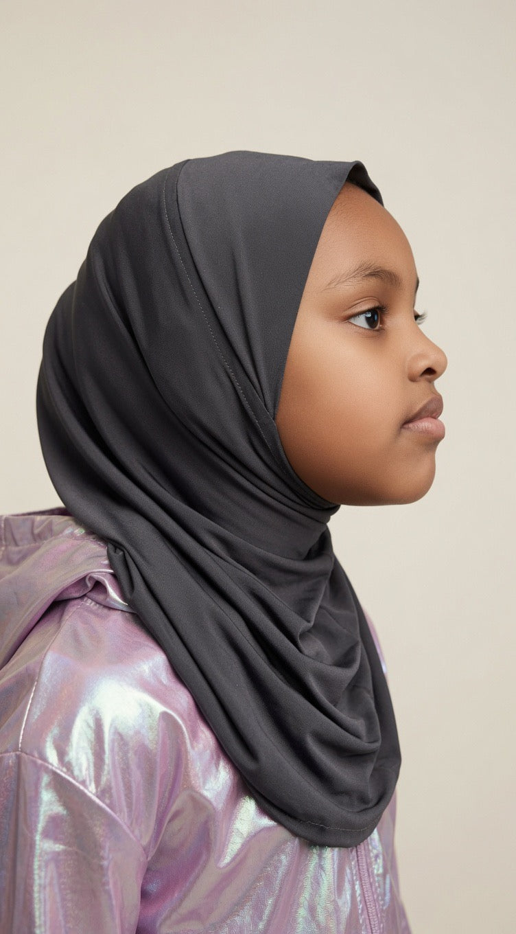 Fatma Veil Collection – Charcoal Gray Kids Hijab