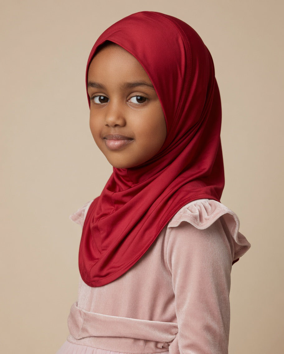 Fatma vail Collection – Ruby Red Kids Hijab