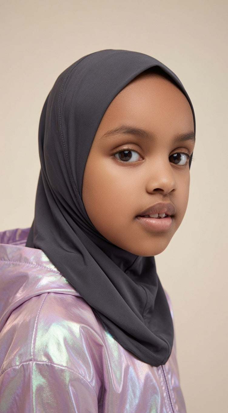 Fatma Veil Collection – Charcoal Gray Kids Hijab