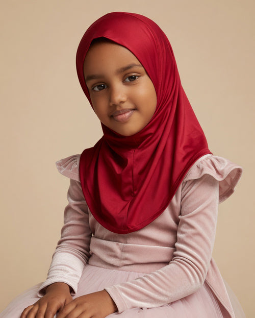 Fatma vail Collection – Ruby Red Kids Hijab