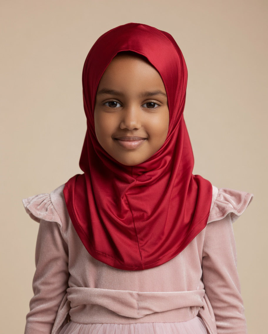Fatma vail Collection – Ruby Red Kids Hijab